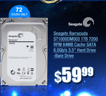 Seagate Barracuda ST1000DM003 1TB 7200 RPM 64MB Cache SATA 6.0Gb/s 3.5 inch Hard Drive -Bare Drive