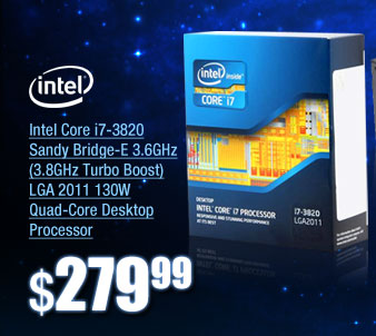 Intel Core i7-3820 Sandy Bridge-E 3.6GHz (3.8GHz Turbo Boost) LGA 2011 130W Quad-Core Desktop Processor