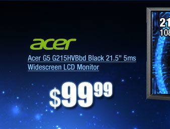 Acer G5 G215HVBbd Black 21.5 inch 5ms Widescreen LCD Monitor