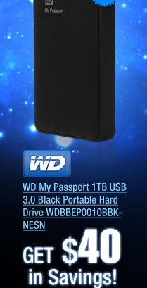 WD My Passport 1TB USB 3.0 Black Portable Hard Drive WDBBEP0010BBK-NESN