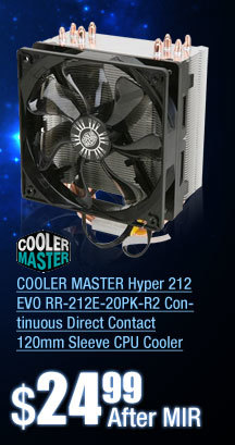 COOLER MASTER Hyper 212 EVO RR-212E-20PK-R2 Continuous Direct Contact 120mm Sleeve CPU Cooler