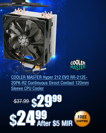 COOLER MASTER Hyper 212 EVO RR-212E-20PK-R2 Continuous Direct Contact 120mm Sleeve CPU Cooler
