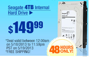 $149.99 -- Seagate 4TB Internal Hard Drive