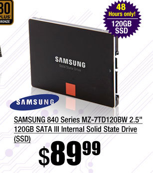 SAMSUNG 840 Series MZ-7TD120BW 2.5 inch 120GB SATA III Internal Solid State Drive (SSD)