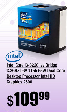 Intel Core i3-3220 Ivy Bridge 3.3GHz LGA 1155 55W Dual-Core Desktop Processor Intel HD Graphics 2500