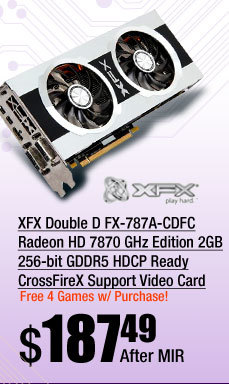 XFX Double D FX-787A-CDFC Radeon HD 7870 GHz Edition 2GB 256-bit GDDR5 HDCP Ready CrossFireX Support Video Card