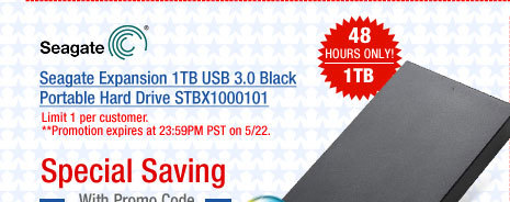 Seagate Expansion 1TB USB 3.0 Black Portable Hard Drive STBX1000101