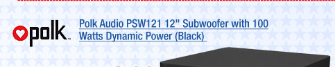 Polk Audio PSW121 12 inch Subwoofer with 100 Watts Dynamic Power (Black) 