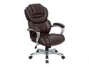 Offex High Back Brown Leather Executive Office Chair with Leather Padded Loop Arms 