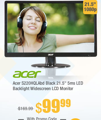Acer S220HQLAbd Black 21.5" 5ms  LED Backlight Widescreen LCD Monitor
