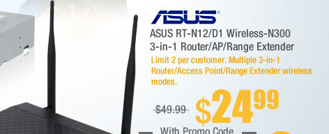 ASUS RT-N12/D1 Wireless-N300 3-in-1 Router/AP/Range Extender