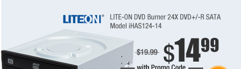 LITE-ON DVD Burner 24X DVD+/-R SATA Model iHAS124-14