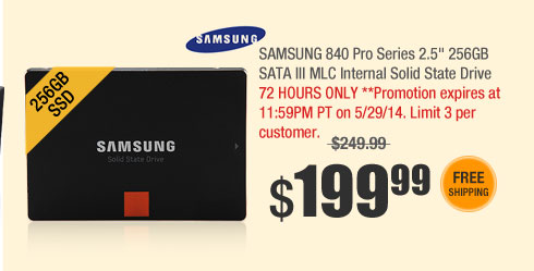 SAMSUNG 840 Pro Series 2.5" 256GB SATA III MLC Internal Solid State Drive