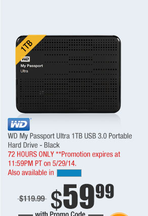 WD My Passport Ultra 1TB USB 3.0 Portable Hard Drive - Black