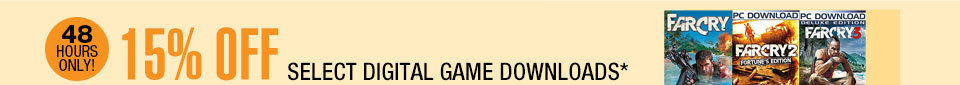 48 HOURS ONLY. 15% OFF SELECT UBISOFT GAME DOWNLOADS*