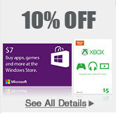 10% OFF SELECT MICROSOFT XBOX & WINDOWS STORE GIFT CARDS*