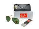 Authentic Ray Ban RB 3025 L0205 Dark Green Gold Frame Size 58 Aviator Sunglasses