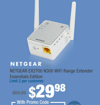 NETGEAR EX2700 N300 WiFi Range Extender Essentials Edition