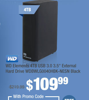 WD Elements 4TB USB 3.0 3.5" External Hard Drive WDBWLG0040HBK-NESN Black