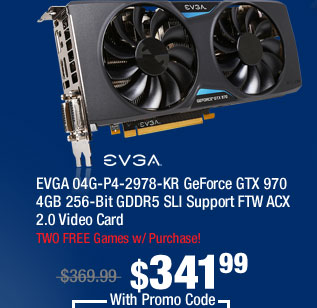 EVGA 04G-P4-2978-KR GeForce GTX 970 4GB 256-Bit GDDR5 SLI Support FTW ACX 2.0 Video Card