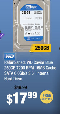 Refurbished: WD Caviar Blue 250GB 7200 RPM 16MB Cache SATA 6.0Gb/s 3.5" Internal Hard Drive 