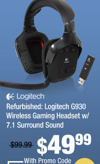 Refurbished: Logitech G930 Wireless Gaming Headset w/7.1 Surround Sound 