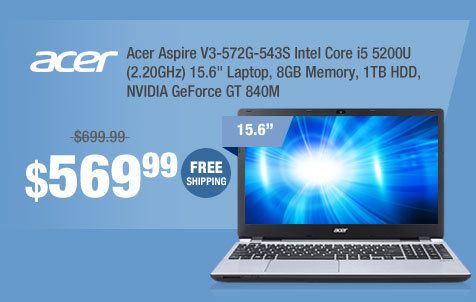 Acer Aspire V3-572G-543S Intel Core i5 5200U (2.20GHz) 15.6" Laptop, 8GB Memory, 1TB HDD, NVIDIA GeForce GT 840M
