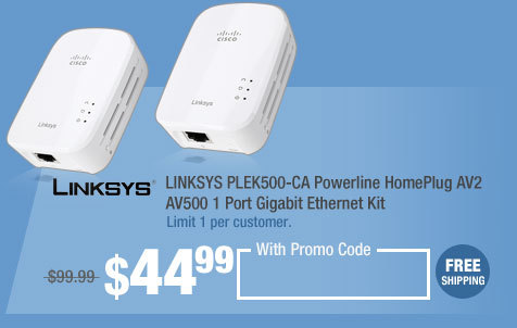 LINKSYS PLEK500-CA Powerline HomePlug AV2 AV500 1 Port Gigabit Ethernet Kit
