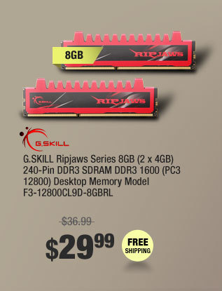 G.SKILL Ripjaws Series 8GB (2 x 4GB) 240-Pin DDR3 SDRAM DDR3 1600 (PC3 12800) Desktop Memory Model F3-12800CL9D-8GBRL