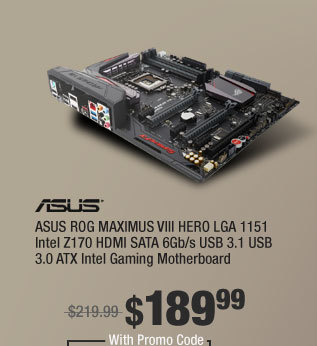 ASUS ROG MAXIMUS VIII HERO LGA 1151 Intel Z170 HDMI SATA 6Gb/s USB 3.1 USB 3.0 ATX Intel Gaming Motherboard