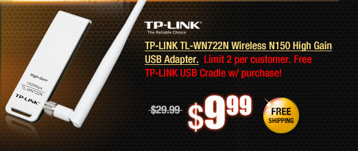 TP-LINK TL-WN722N Wireless N150 High Gain USB Adapter