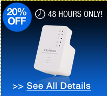 48 hours only! 20% off all wireless range extenders / media bridges!*