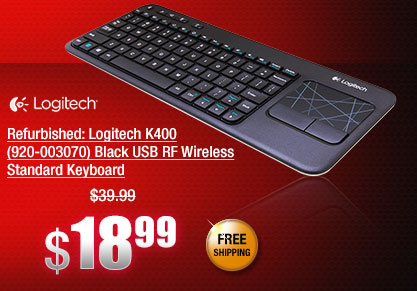 Refurbished: Logitech K400 (920-003070) Black USB RF Wireless Standard Keyboard