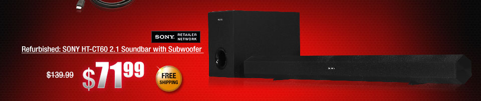 Refurbished:SONY HT-CT60 2.1 Soundbar with Subwoofer 