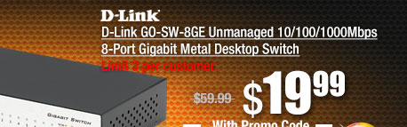 D-Link GO-SW-8GE Unmanaged 10/100/1000Mbps 8-Port Gigabit Metal Desktop Switch