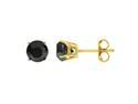 3 CT Black Diamond Stud Earrings 14K Yellow Gold