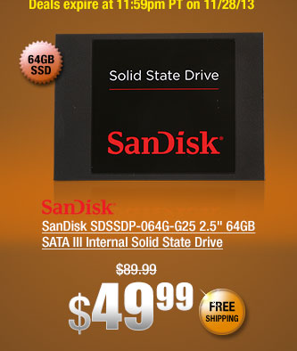 SanDisk SDSSDP-064G-G25 2.5" 64GB SATA III Internal Solid State Drive