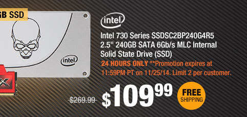 Intel 730 Series SSDSC2BP240G4R5 2.5" 240GB SATA 6Gb/s MLC Internal Solid State Drive (SSD)