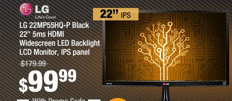 LG 22MP55HQ-P Black 22" 5ms HDMI Widescreen LED Backlight LCD Monitor, IPS panel