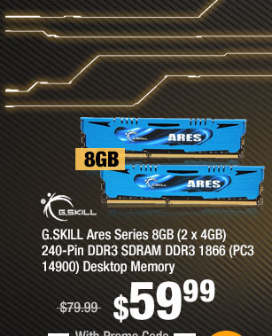G.SKILL Ares Series 8GB (2 x 4GB) 240-Pin DDR3 SDRAM DDR3 1866 (PC3 14900) Desktop Memory