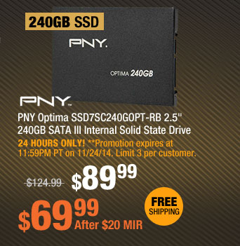 PNY Optima SSD7SC240GOPT-RB 2.5" 240GB SATA III Internal Solid State Drive