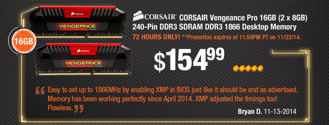 CORSAIR Vengeance Pro 16GB (2 x 8GB) 240-Pin DDR3 SDRAM DDR3 1866 Desktop Memory