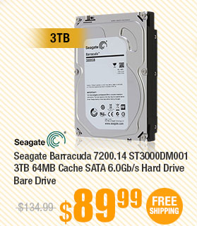 Seagate Barracuda 7200.14 ST3000DM001 3TB 64MB Cache SATA 6.0Gb/s Hard Drive Bare Drive 