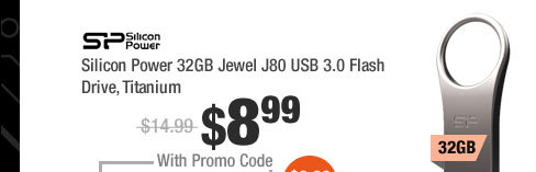 Silicon Power 32GB Jewel J80 USB 3.0 Flash Drive, Titanium