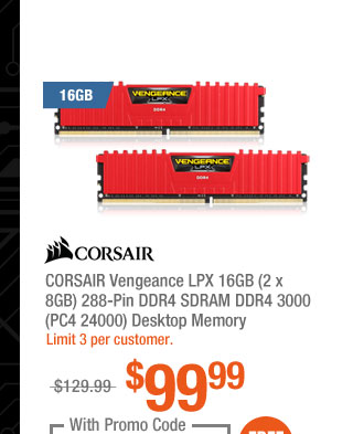 CORSAIR Vengeance LPX 16GB (2 x 8GB) 288-Pin DDR4 SDRAM DDR4 3000 (PC4 24000) Desktop Memory