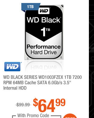 WD BLACK SERIES WD1003FZEX 1TB 7200 RPM 64MB Cache SATA 6.0Gb/s 3.5" Internal HDD