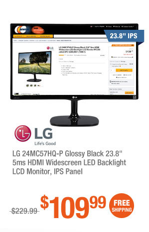 LG 24MC57HQ-P Glossy Black 23.8" 5ms HDMI Widescreen LED Backlight LCD Monitor, IPS Panel
