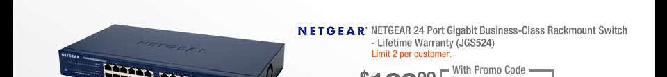 NETGEAR 24 Port Gigabit Business-Class Rackmount Switch - Lifetime Warranty (JGS524)