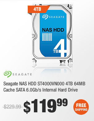 Seagate NAS HDD ST4000VN000 4TB 64MB Cache SATA 6.0Gb/s Internal Hard Drive