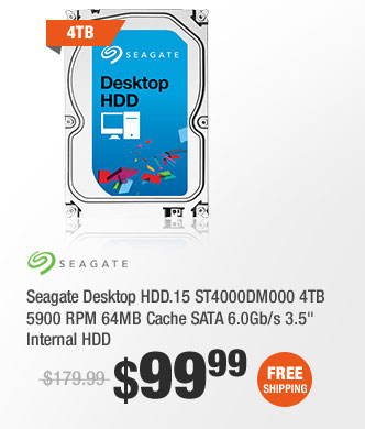 Seagate Desktop HDD.15 ST4000DM000 4TB 5900 RPM 64MB Cache SATA 6.0Gb/s 3.5" Internal HDD